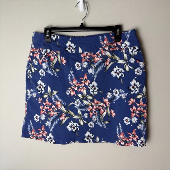 Mario Serrani Italy Comfort Stretch Skort Size Large Floral Built in Shorts Blue - Picture 2 of 7